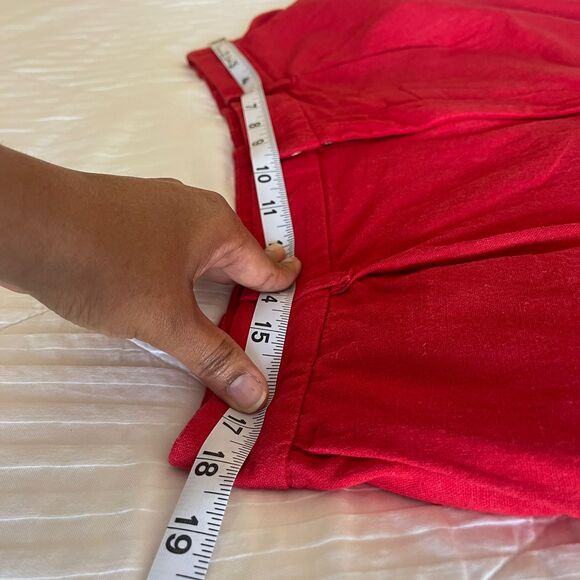 Gap Women's Red Pant Linen Blend Pleated Casual Shorts Size L - Picture 6 of 9